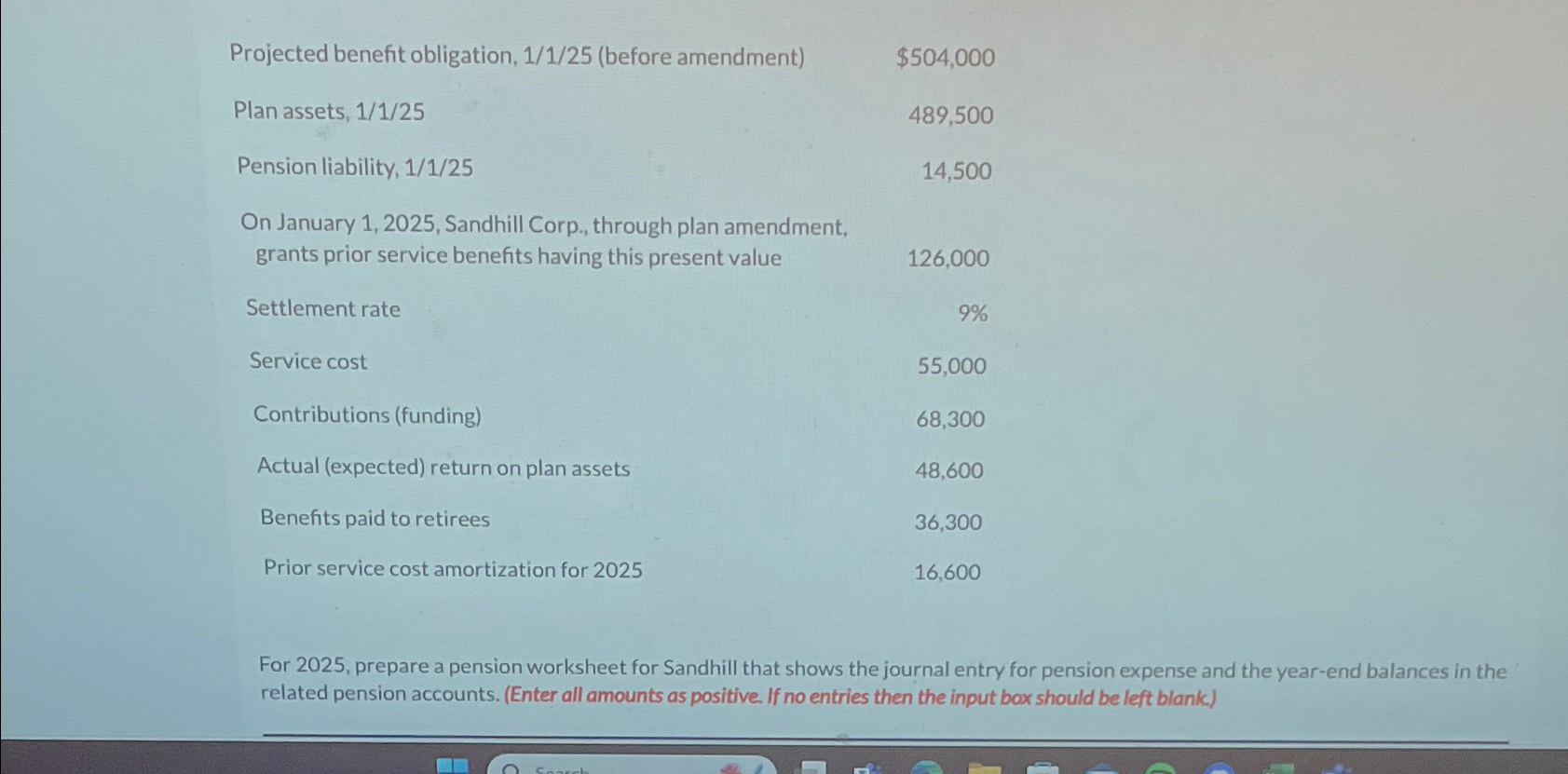 \table[[Projected benefit obligation, 1/1/25(before amendment),$504,000 
