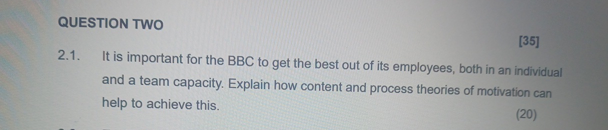  QUESTION TWO [35] 2.1. It is important for the BBC to