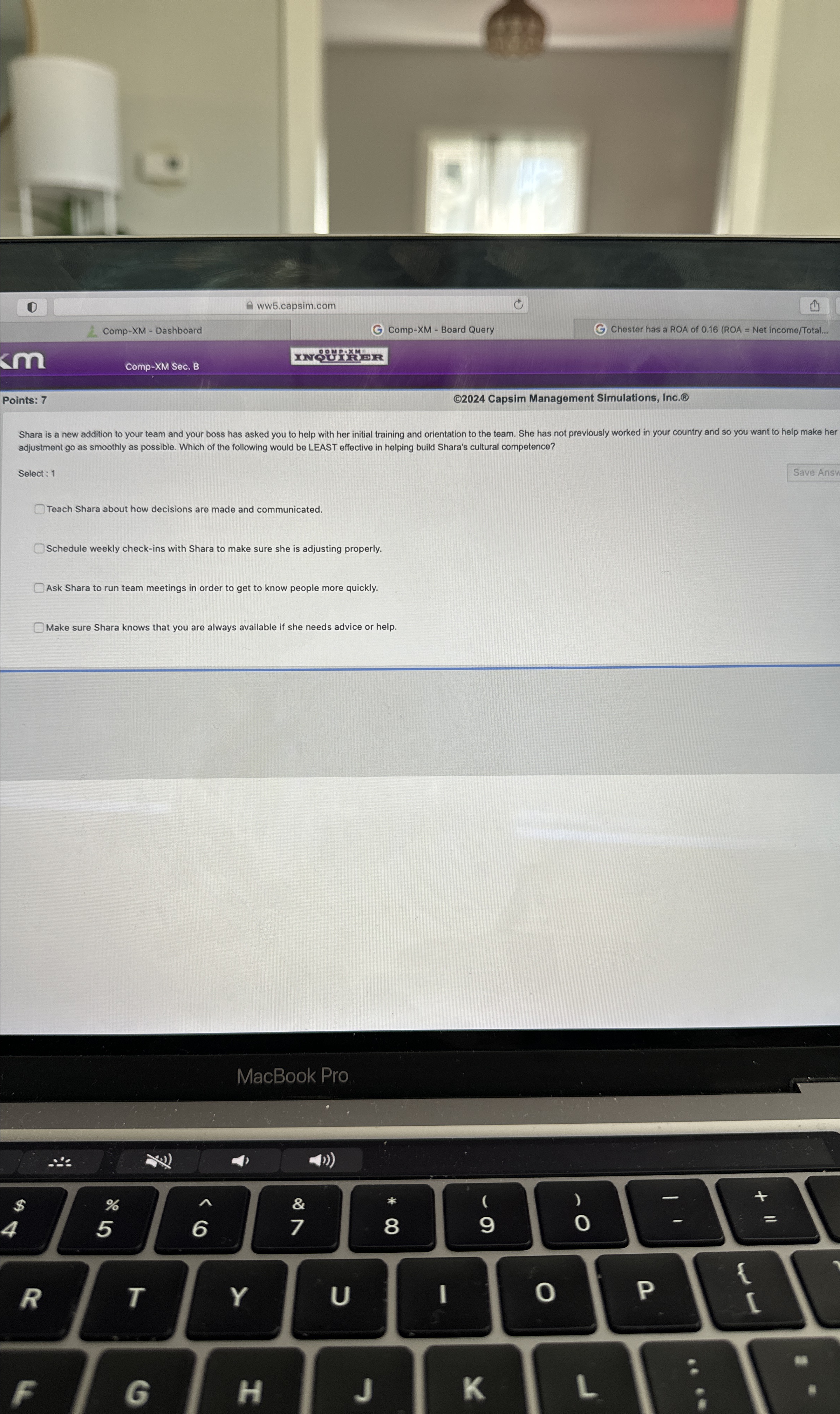  (1) w ww5.capsim.com Comp-XM - Dashboard Comp-XM - Board Query Chester