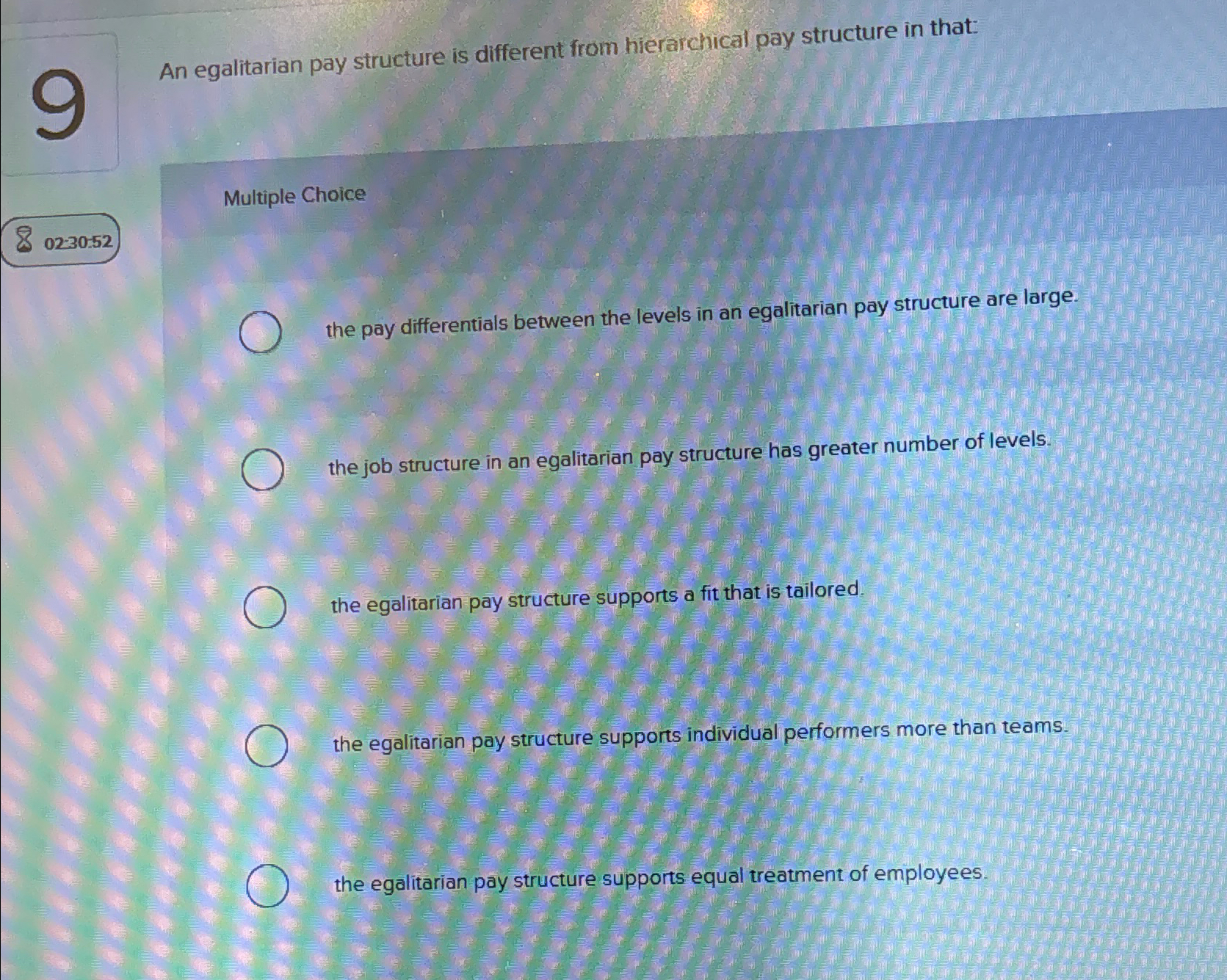  An egalitarian pay structure is different from hierarchical pay structure in