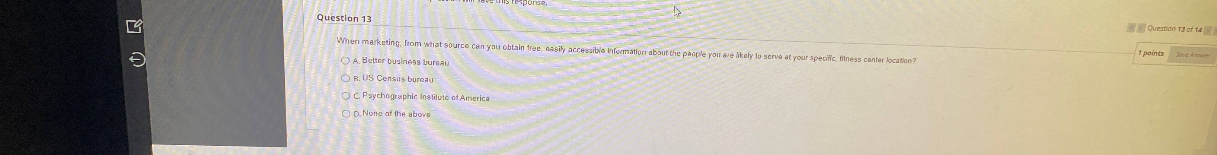  Question 13 When marketing, from what source can you obtain free,