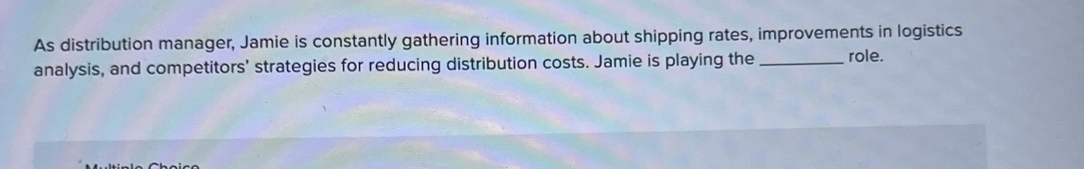  As distribution manager, Jamie is constantly gathering information about shipping rates,
