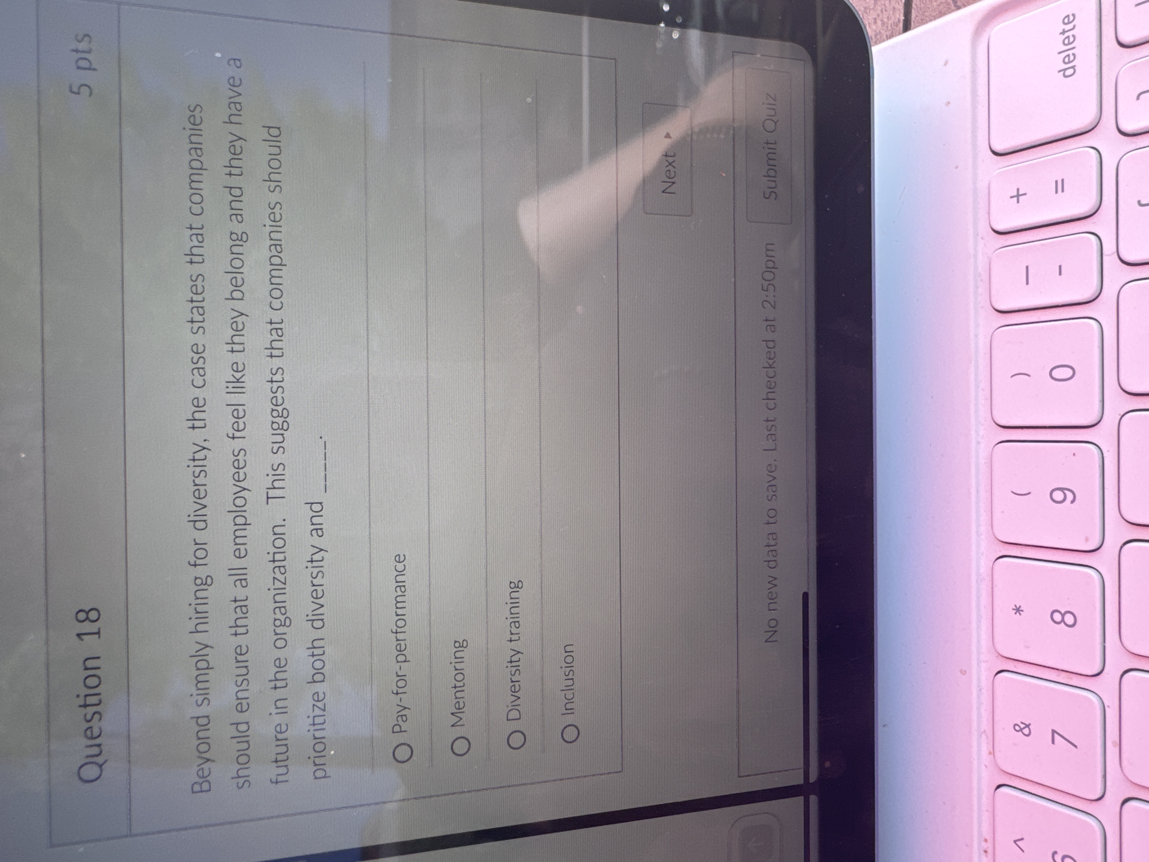  Pay-for-performanceQuestion 18 Beyond simply hiring for diversity, the case states that