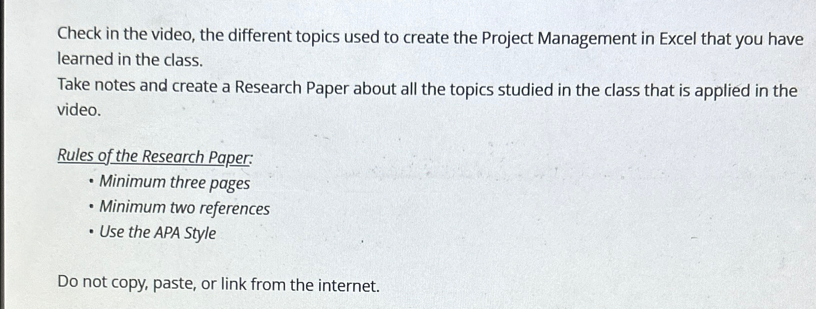  Check in the video, the different topics used to create the