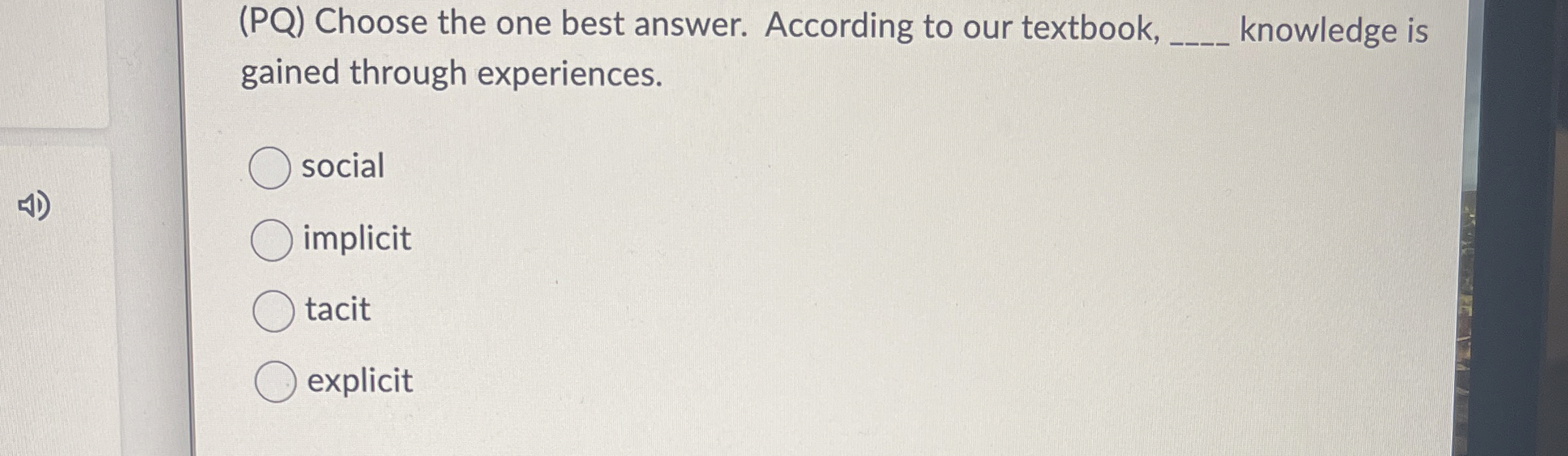  (PQ) Choose the one best answer. According to our textbook, q,