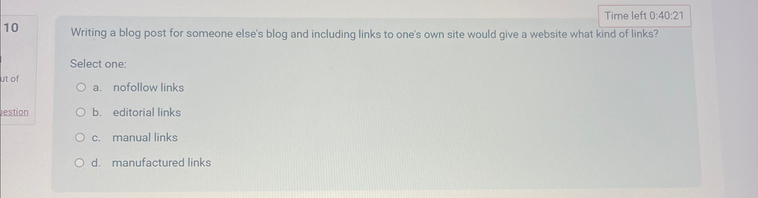  10 Time left 0:40:21 Writing a blog post for someone else's