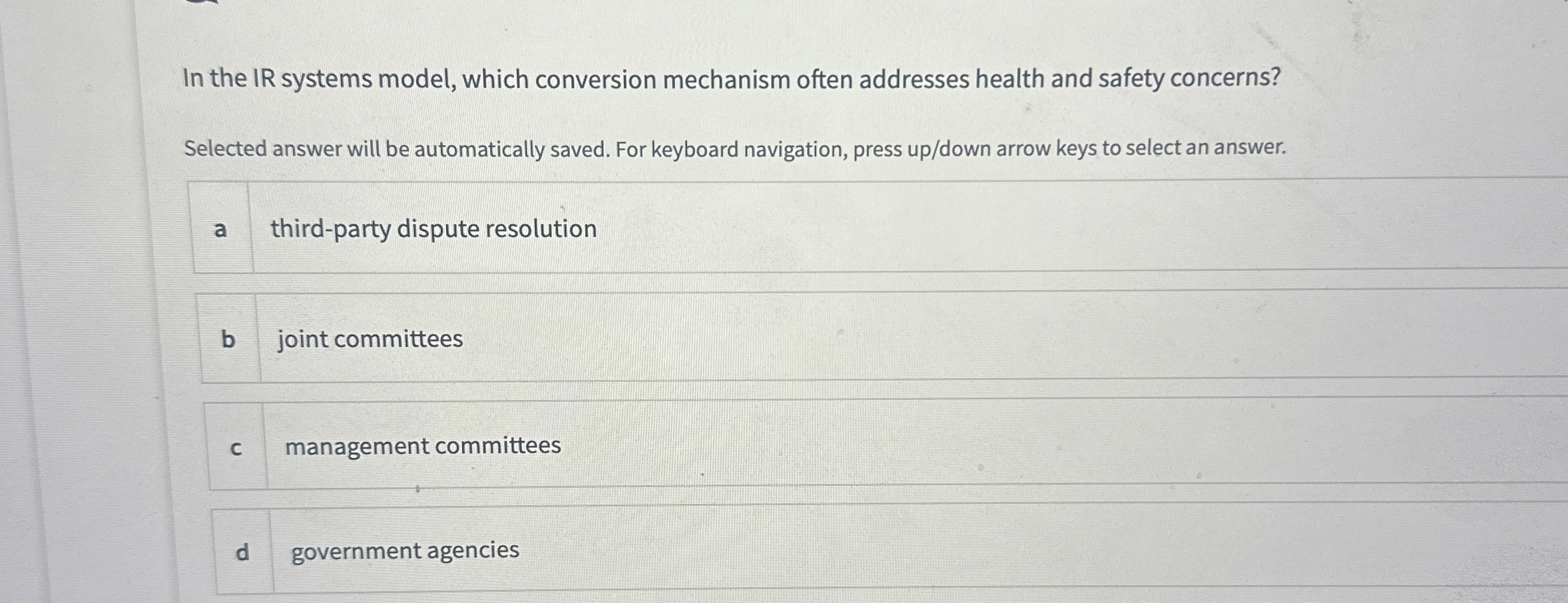  In the IR systems model, which conversion mechanism often addresses health