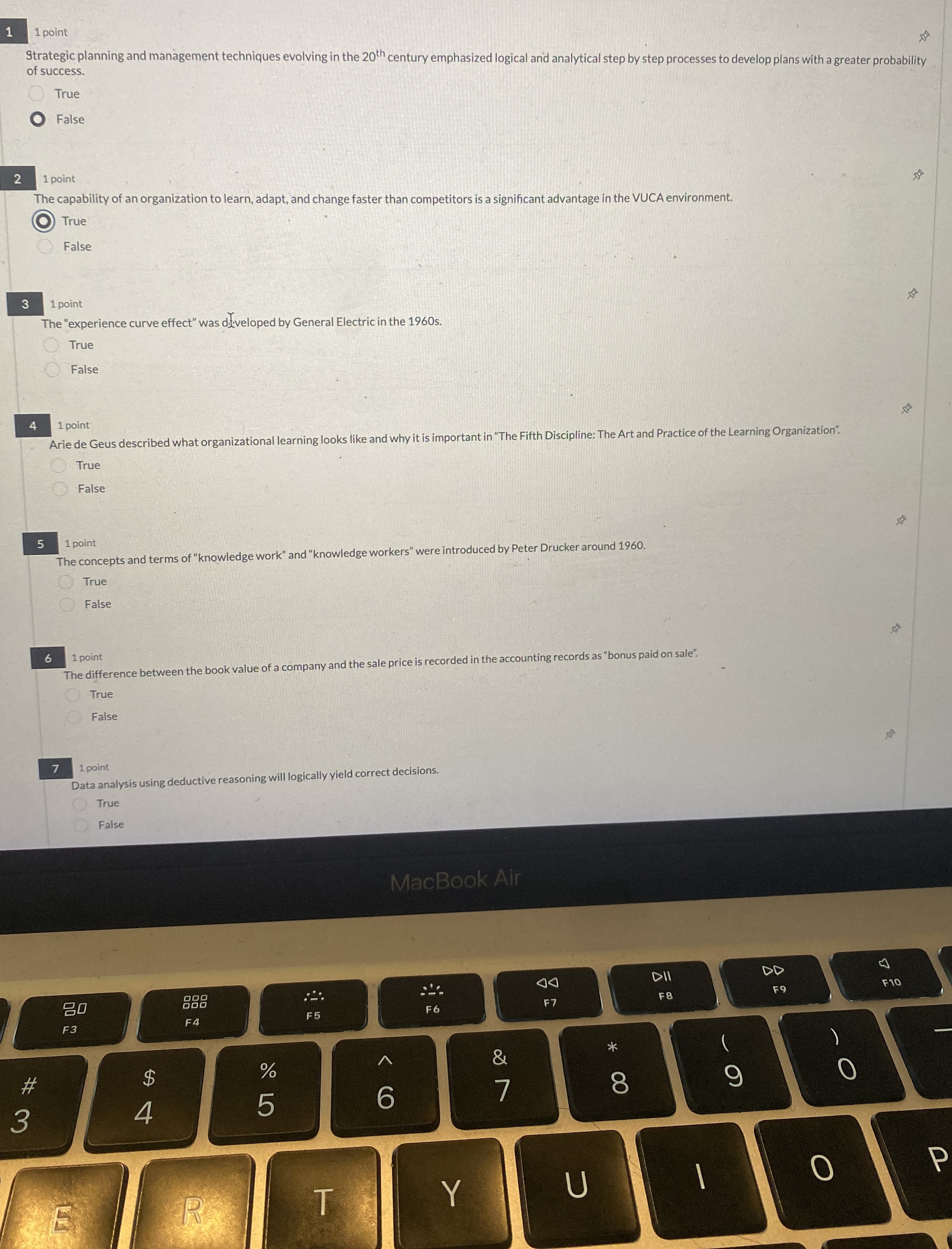  1 1 point Strategic planning and management techniques evolving in the