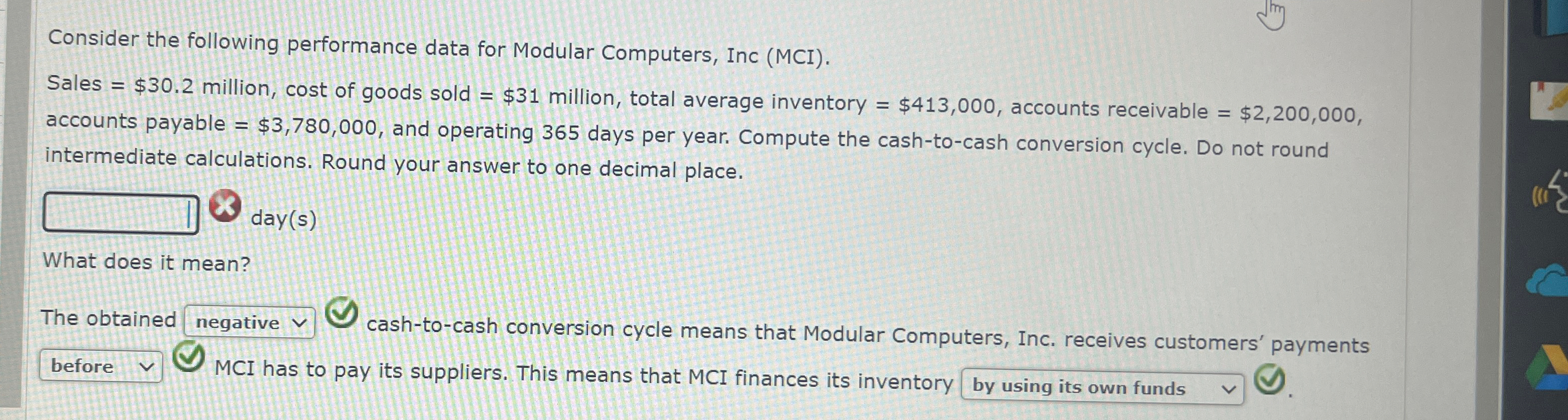  Consider the following performance data for Modular Computers, Inc (MCI). Sales