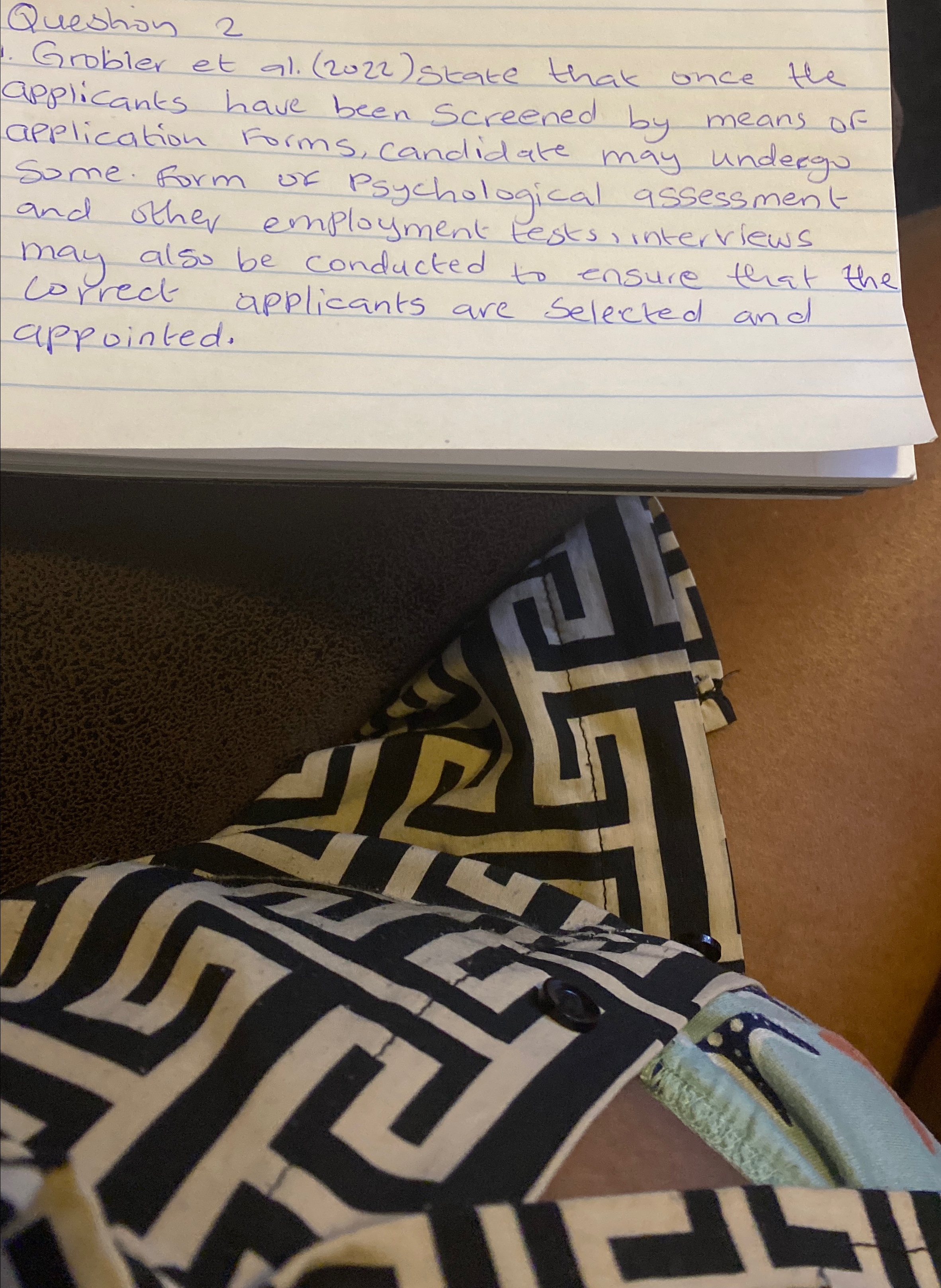  Queshion 2 Grobler et al.(2022) state that once the applicants have