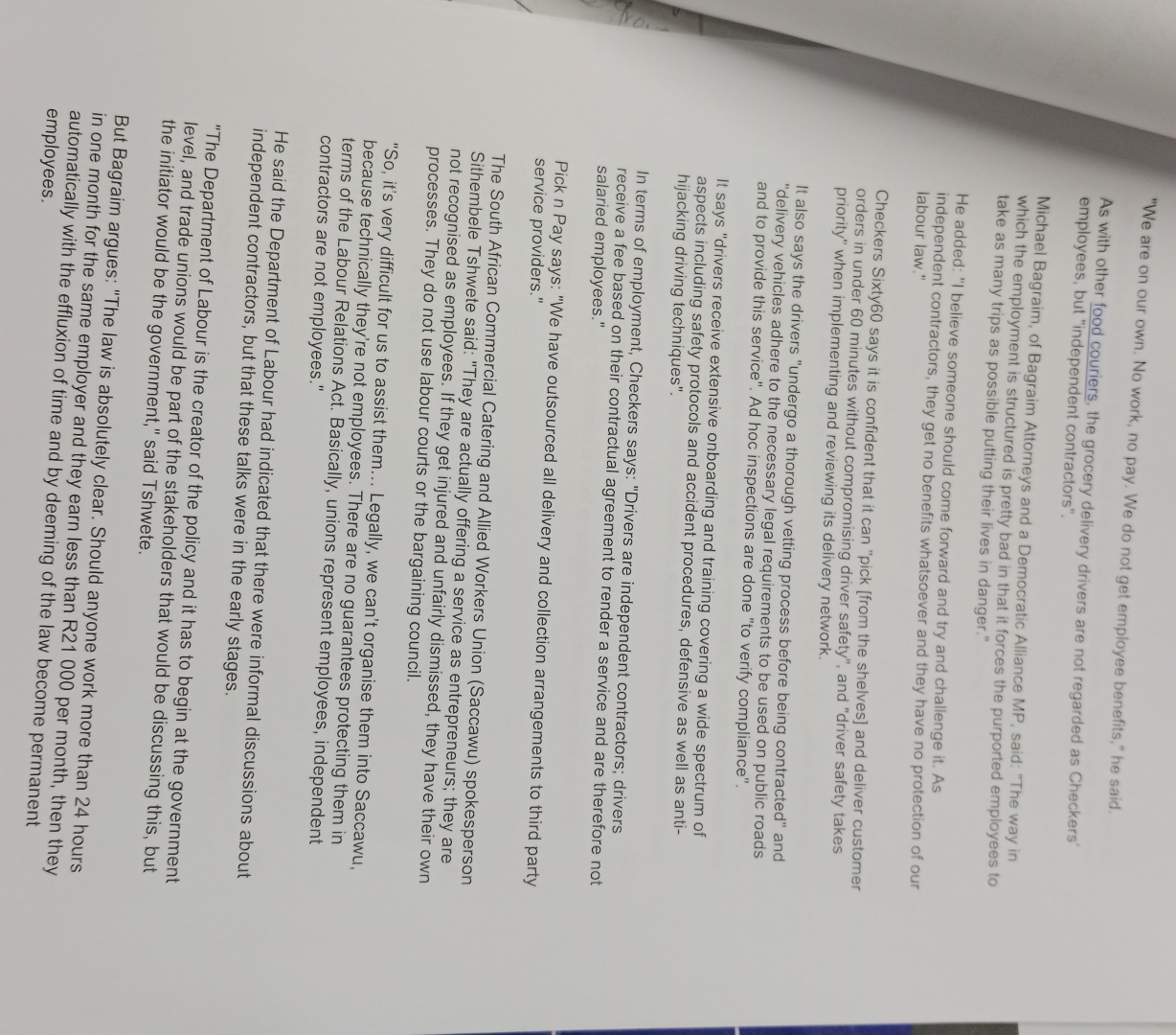  "We are on our own. No work, no pay. We do