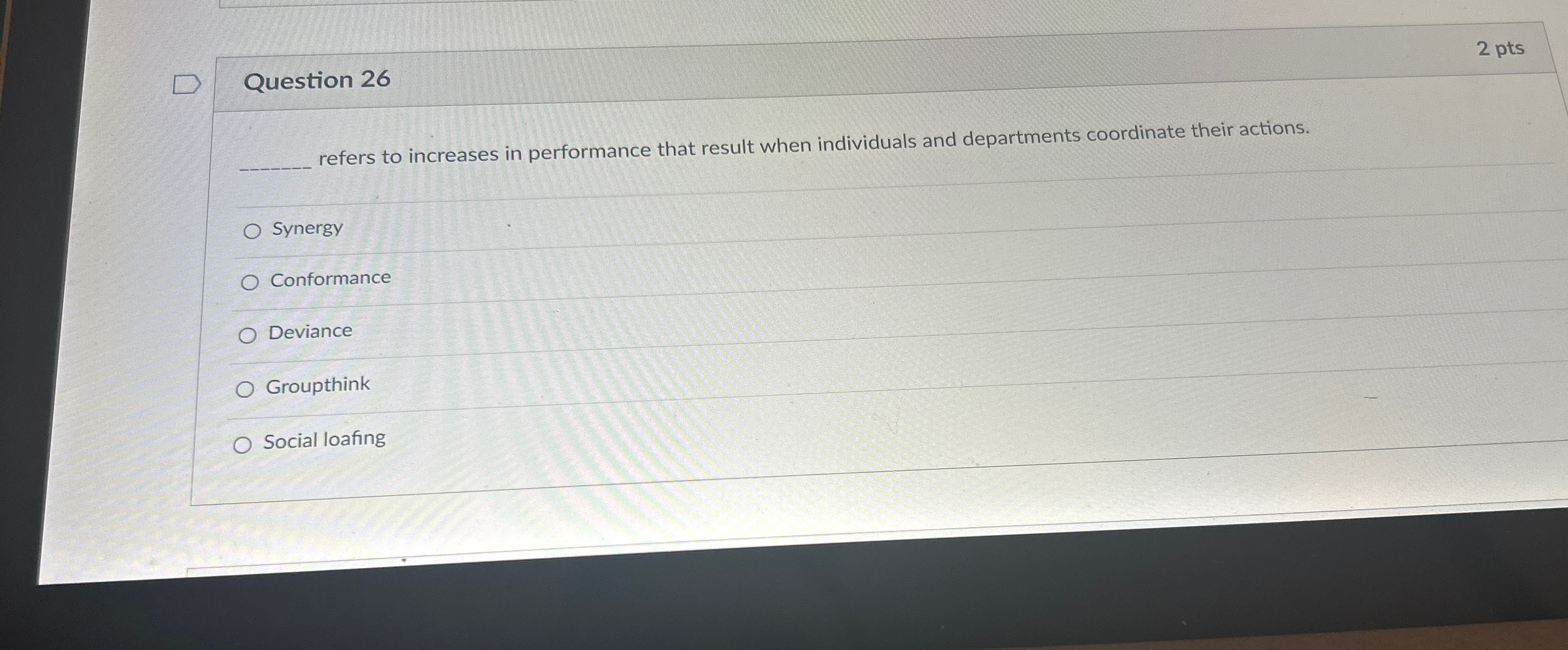  Question 26 2 pts q, refers to increases in performance that