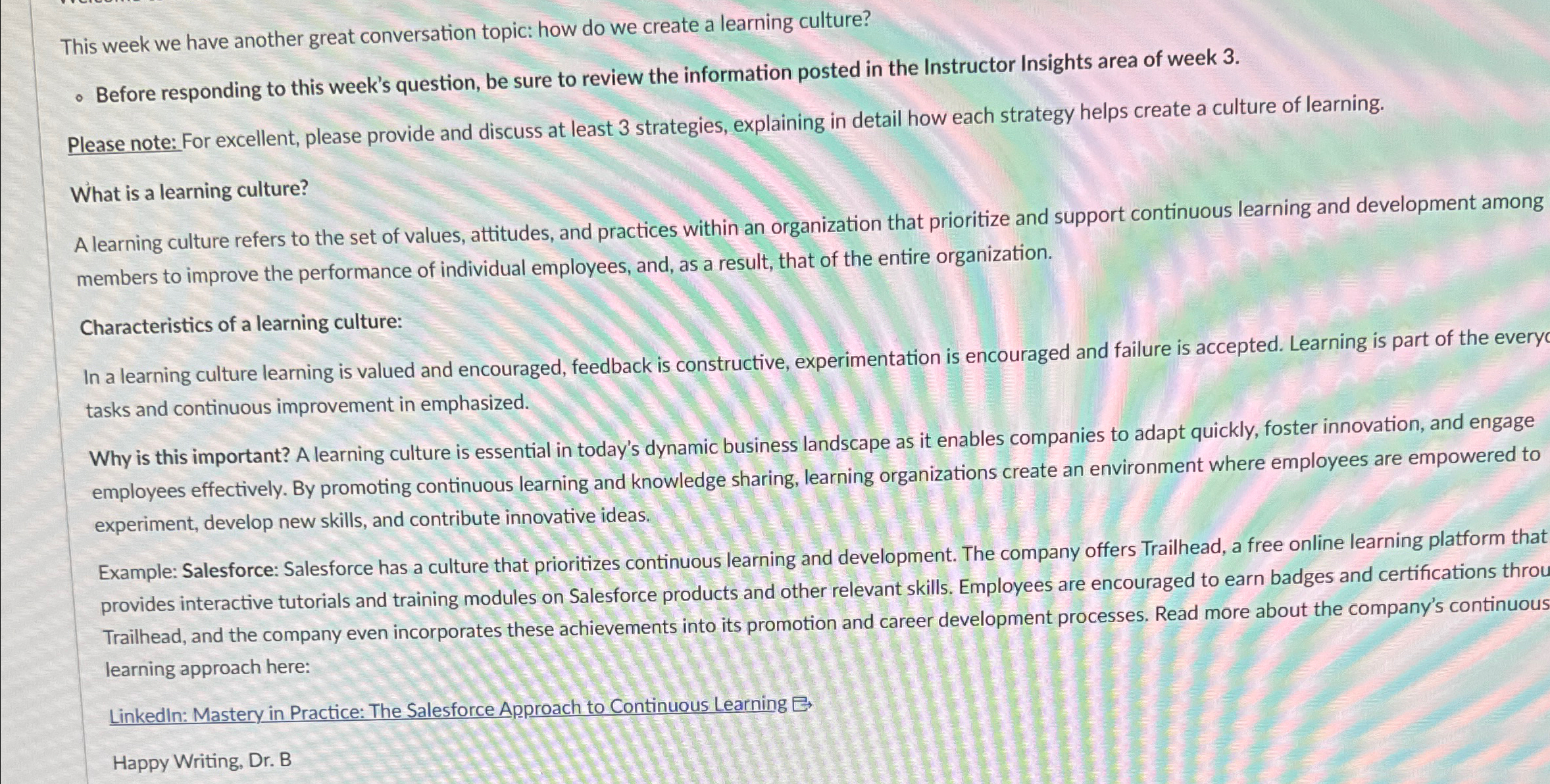  This week we have another great conversation topic: how do we