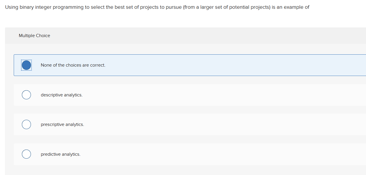  Using binary integer programming to select the best set of projects