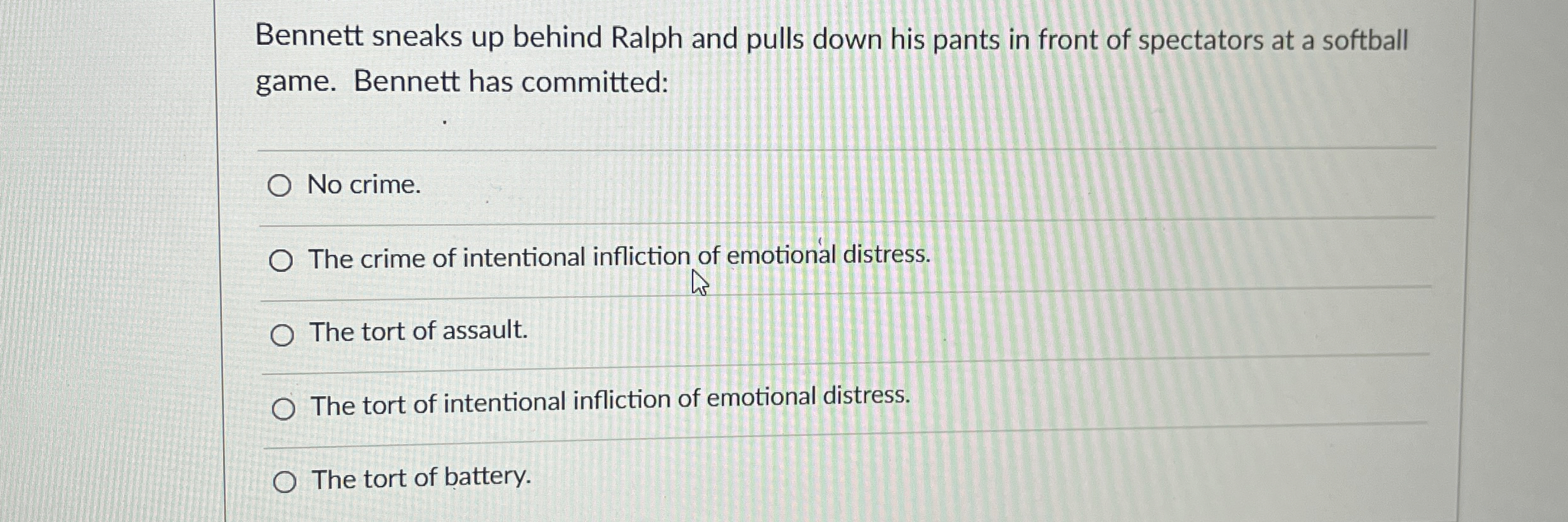  Bennett sneaks up behind Ralph and pulls down his pants in