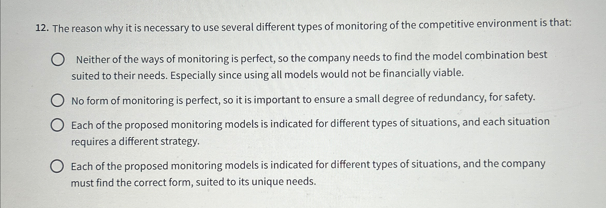  The reason why it is necessary to use several different types