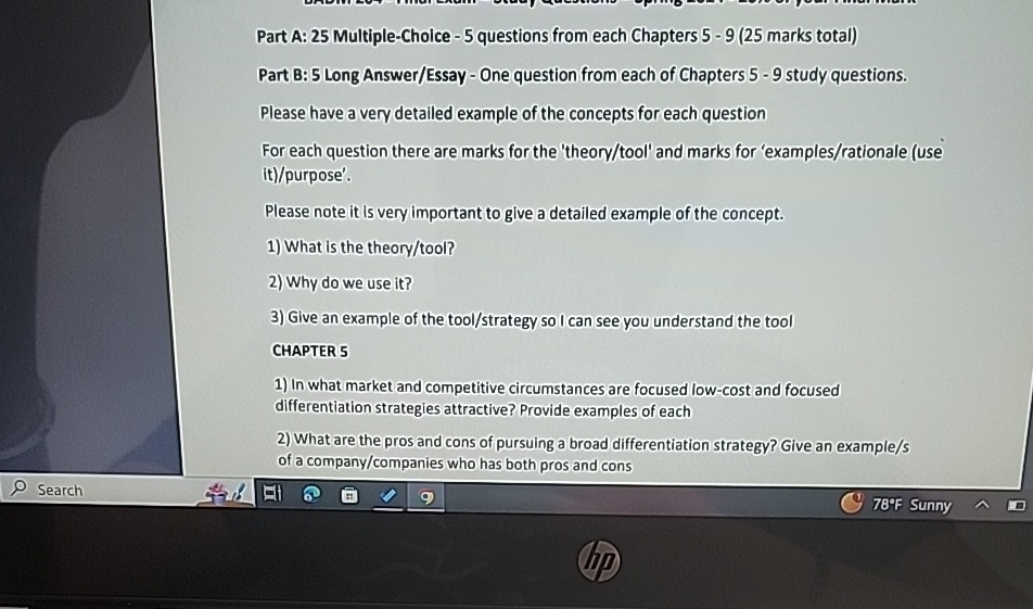  Part A: 25 Multiple-Choice -5 questions from each Chapters 5-9(25 marks