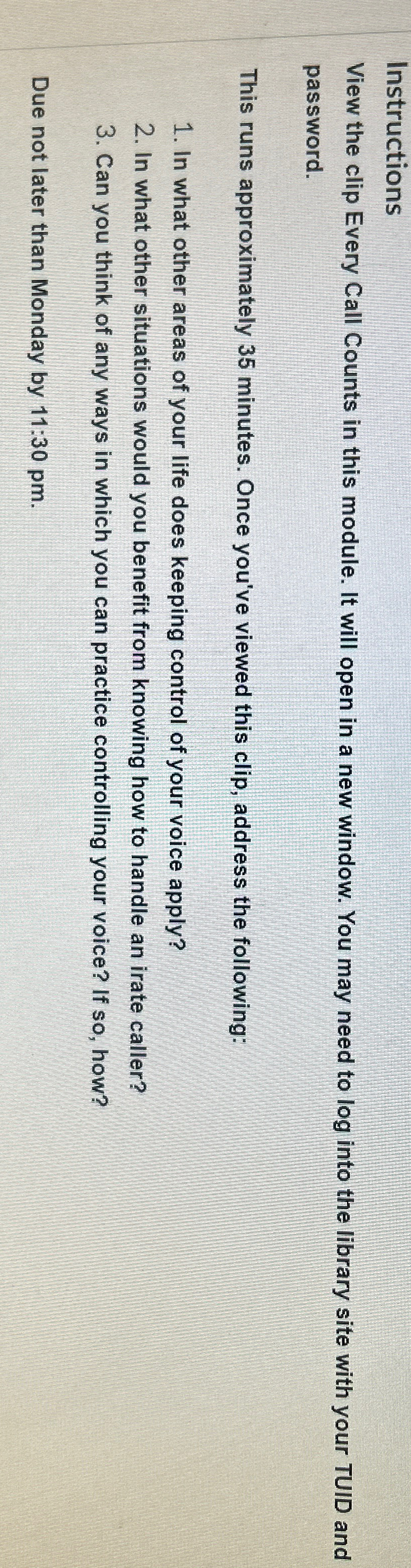  Instructions View the clip Every Call Counts in this module. It