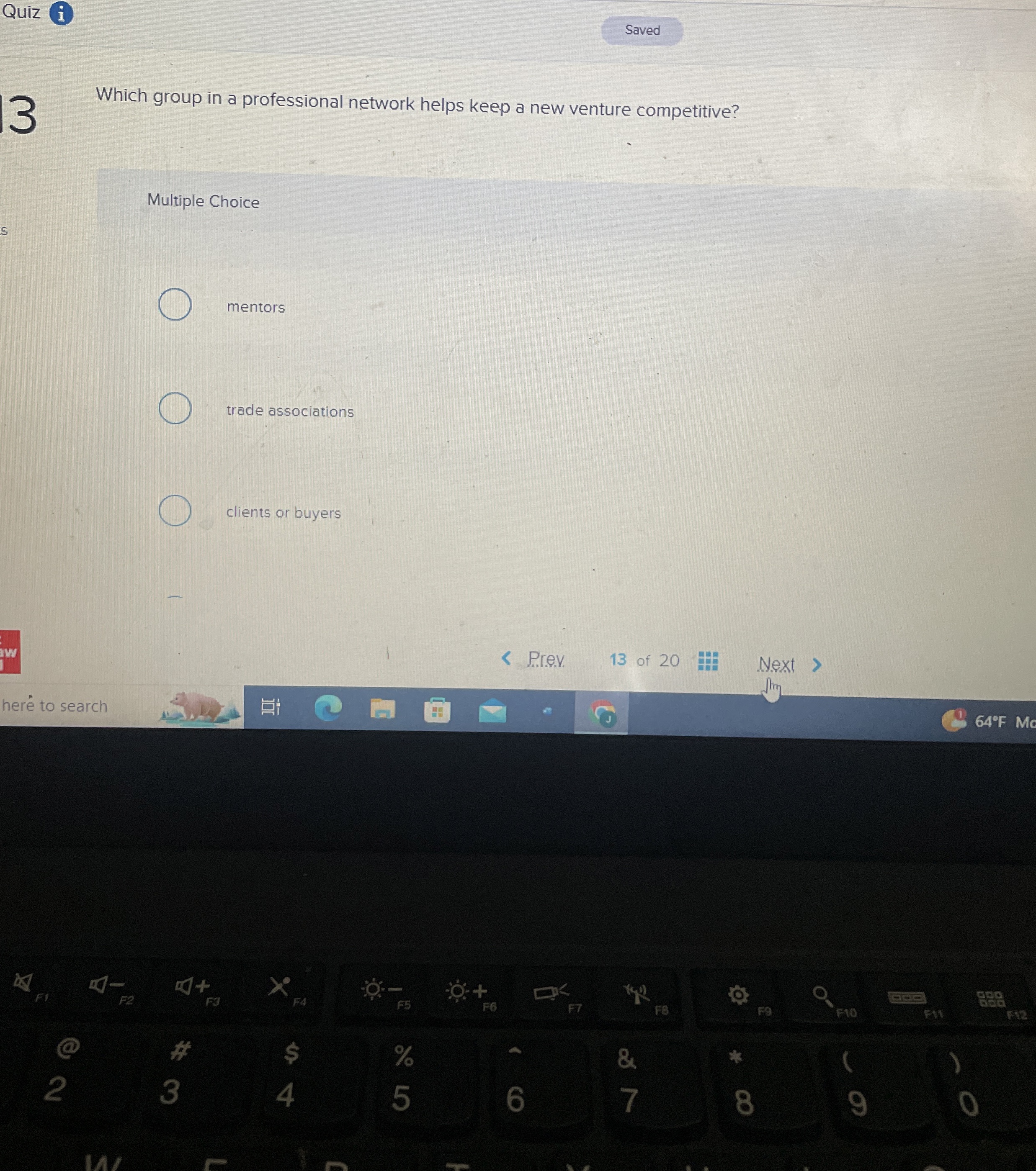  Which group in a professional network helps keep a new venture