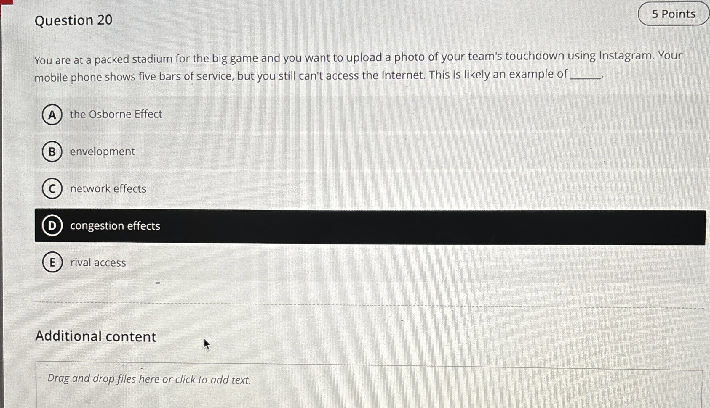  Question 20 You are at a packed stadium for the big