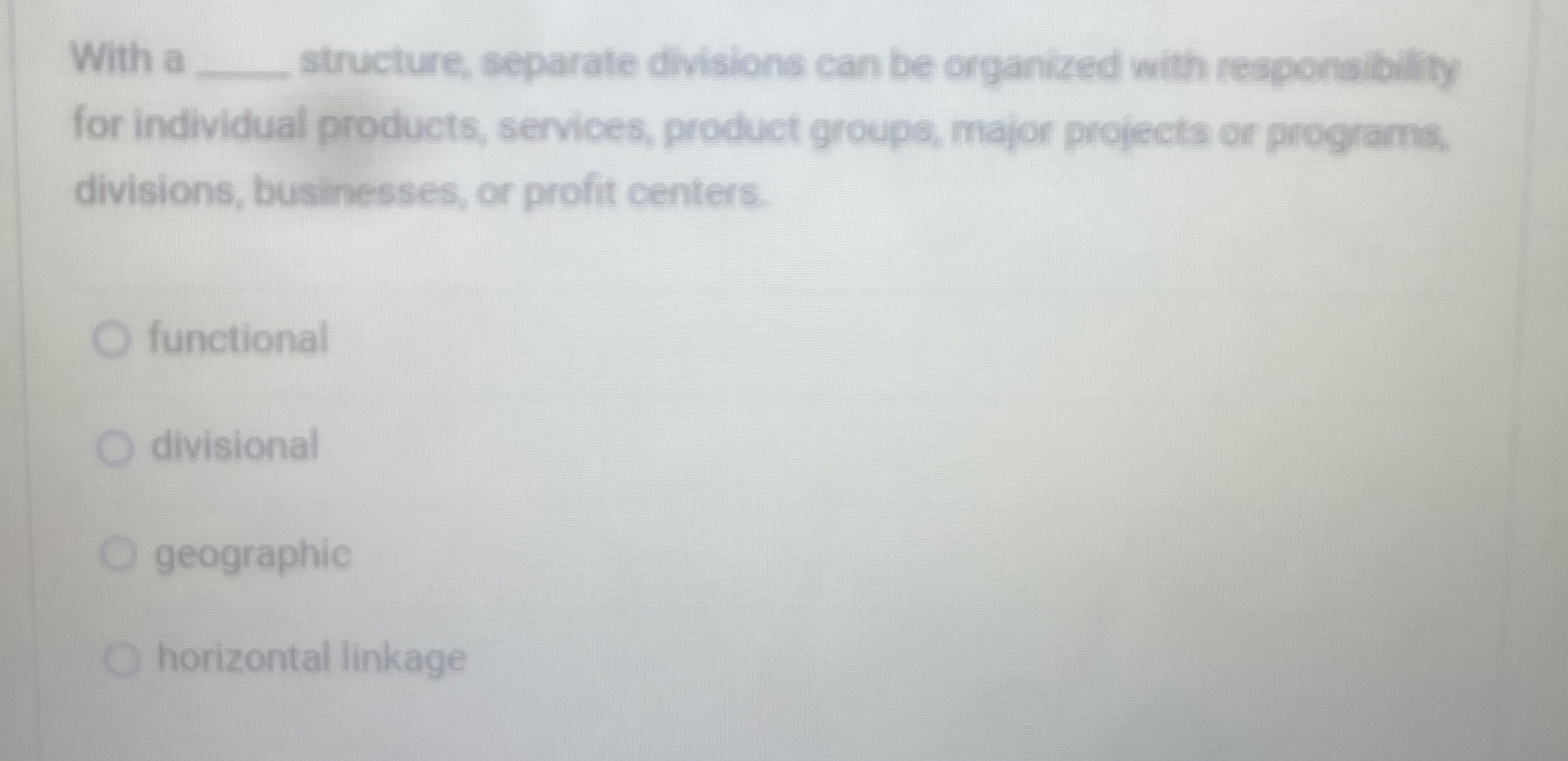  With a structure, separate divisions can be organized with responsibility for
