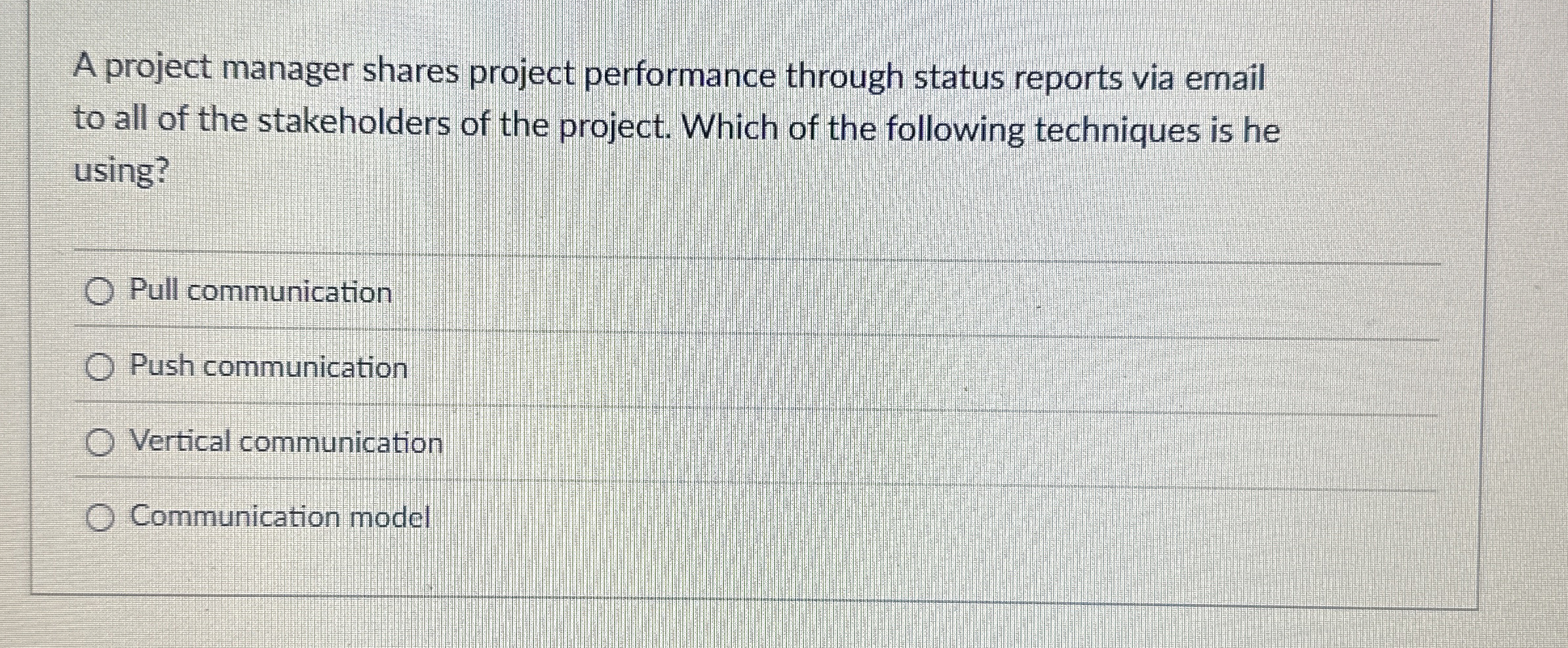  A project manager shares project performance through status reports via email