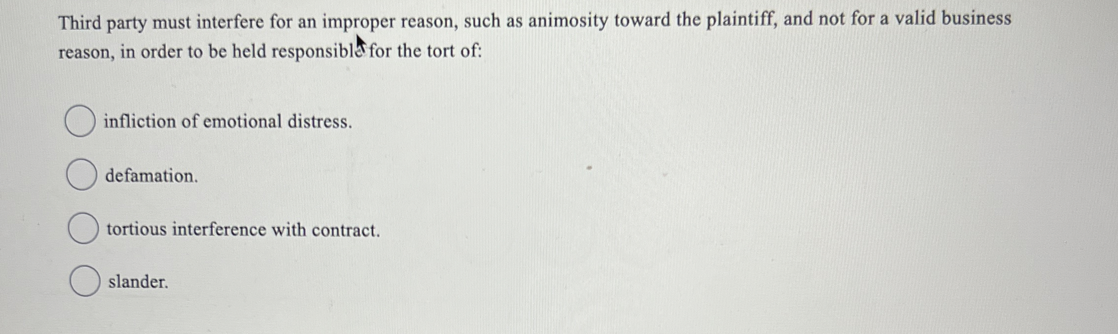  Third party must interfere for an improper reason, such as animosity