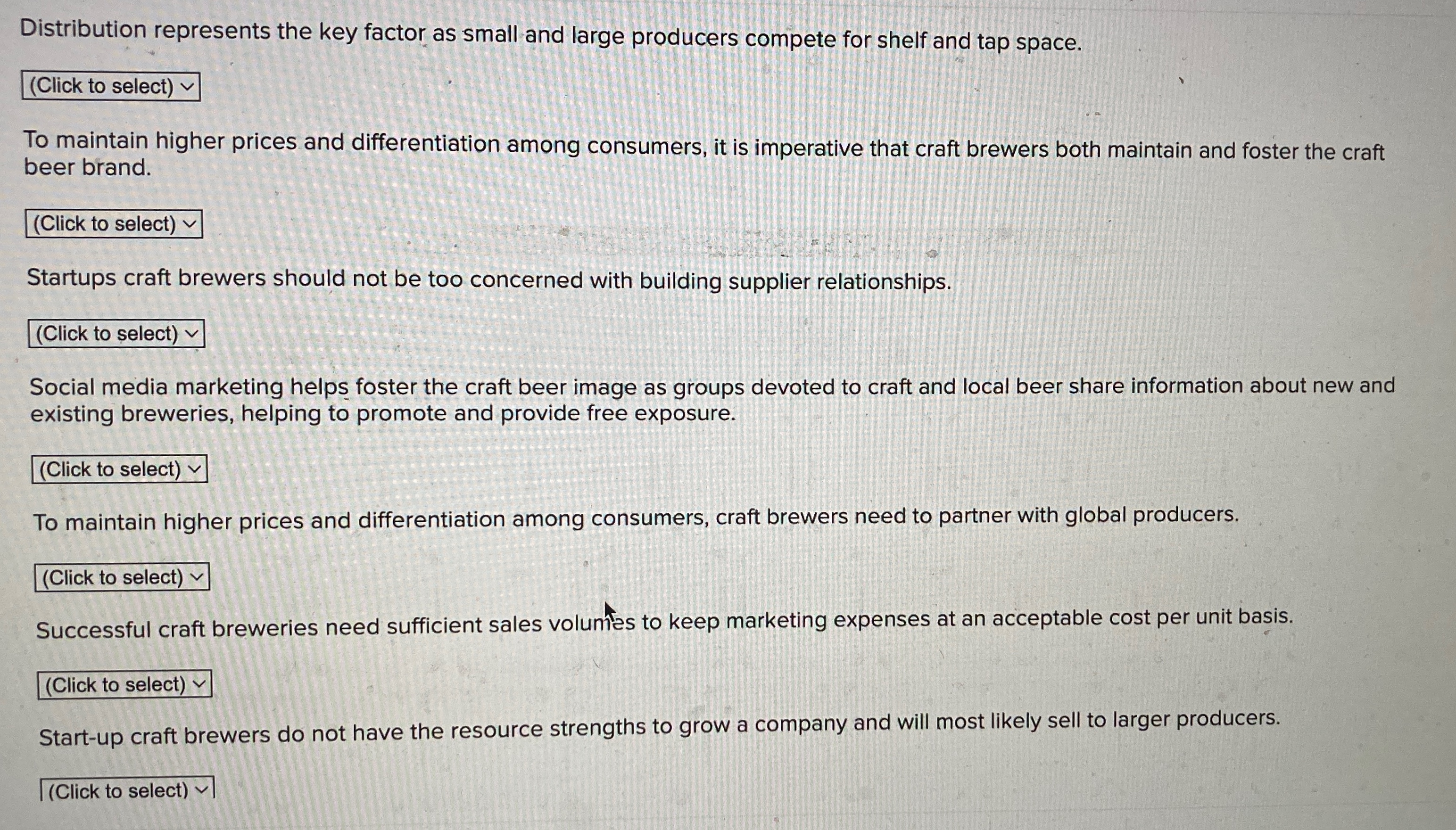  Distribution represents the key factor as small and large producers compete