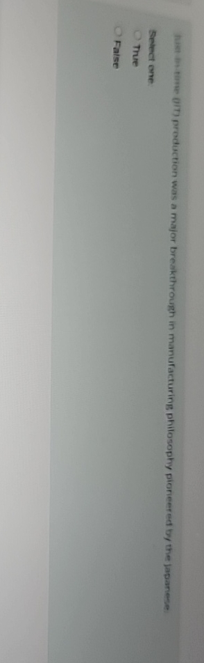  hiet in-time (0IT) production was a major breakthrough in manufacturing philosophy
