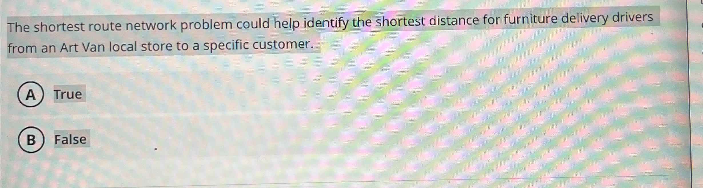  The shortest route network problem could help identify the shortest distance