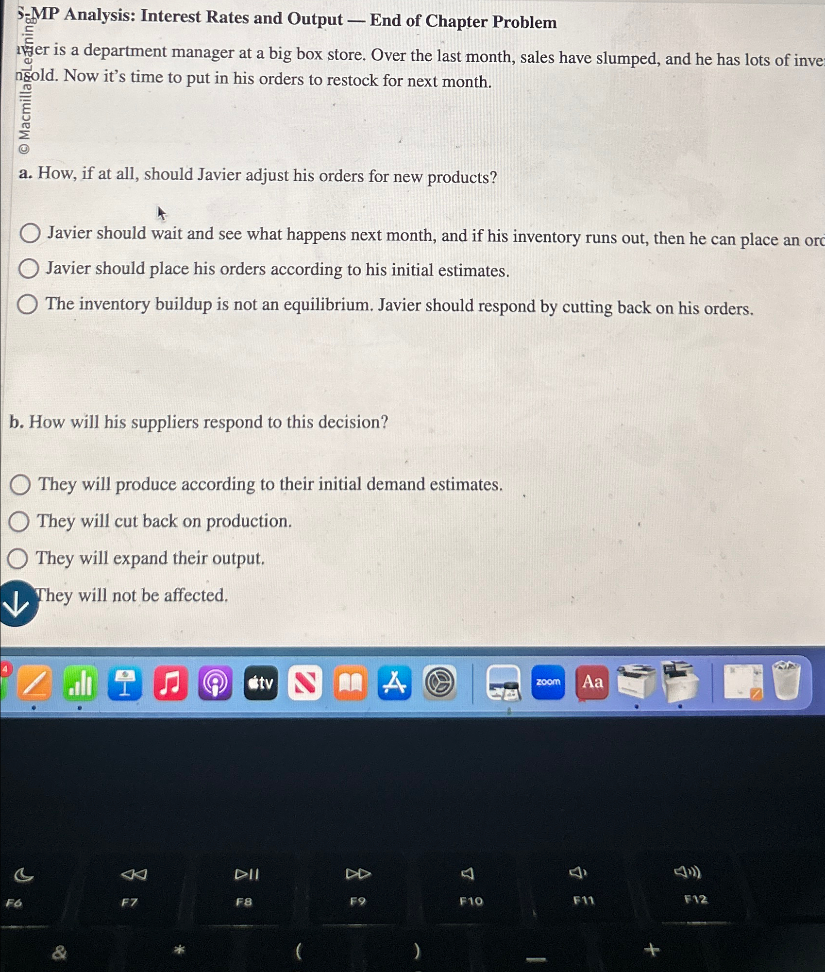  S-MP Analysis: Interest Rates and Output - End of Chapter Problem