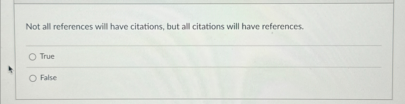  Not all references will have citations, but all citations will have
