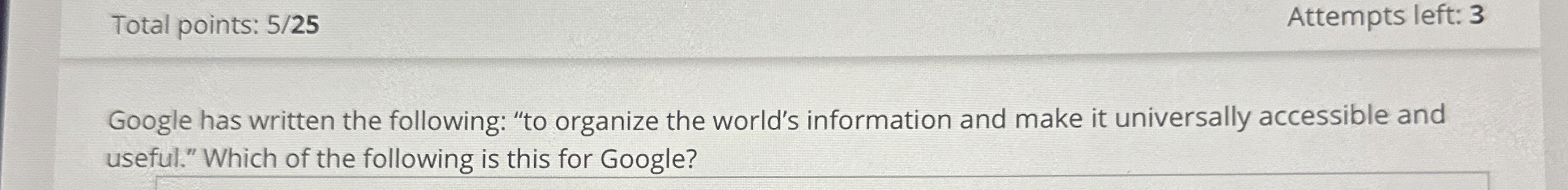  Total points: 525 Attempts left: 3 Google has written the following:
