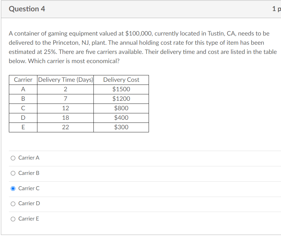  Question 8 A single-phase waiting-line system meets the assumptions of constant