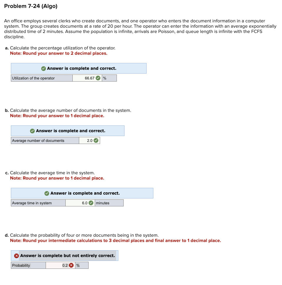  Problem 7-24(Algo) An office employs several clerks who create documents, and
