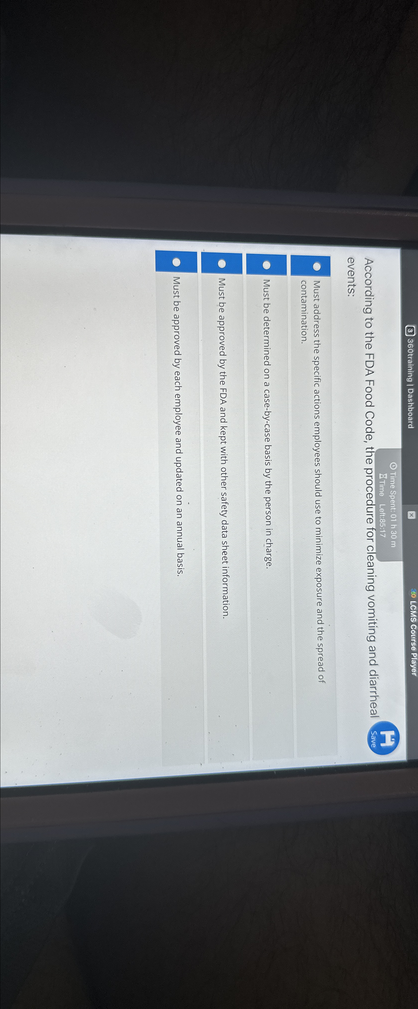  360training | Dashboard 60 LCMS Course Player According to the FDA