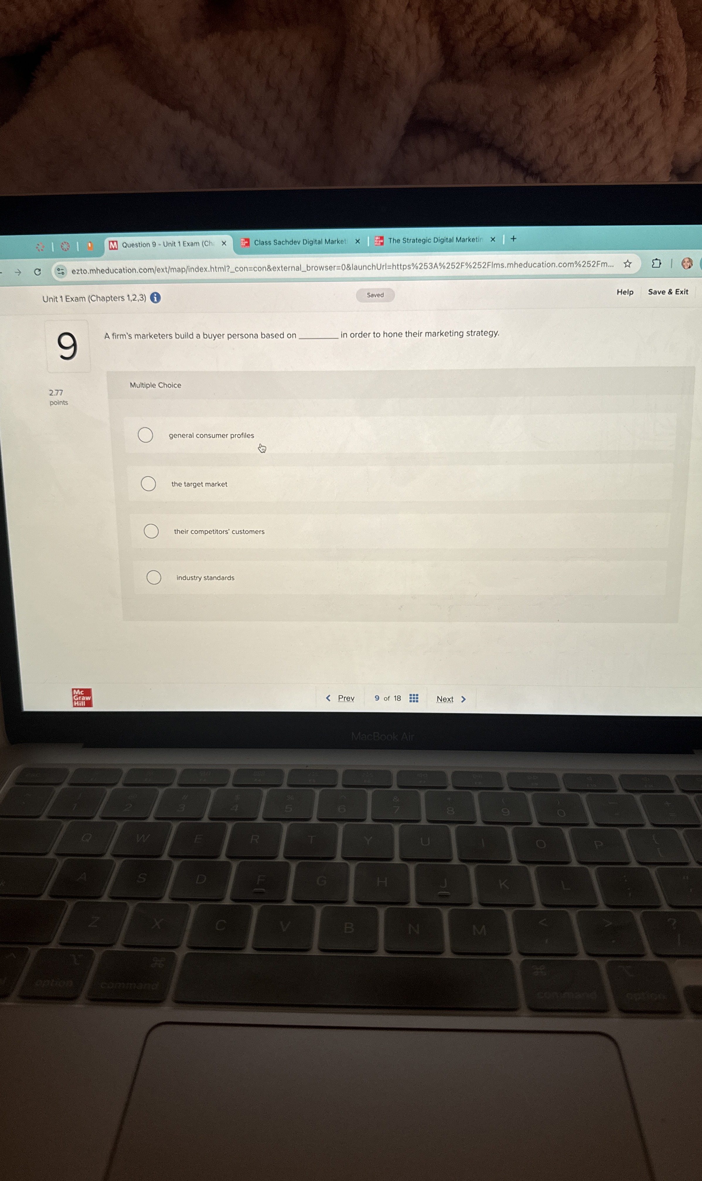  Unit 1 Exam (Chapters 1,2,3) Help Save & Exit A firm's