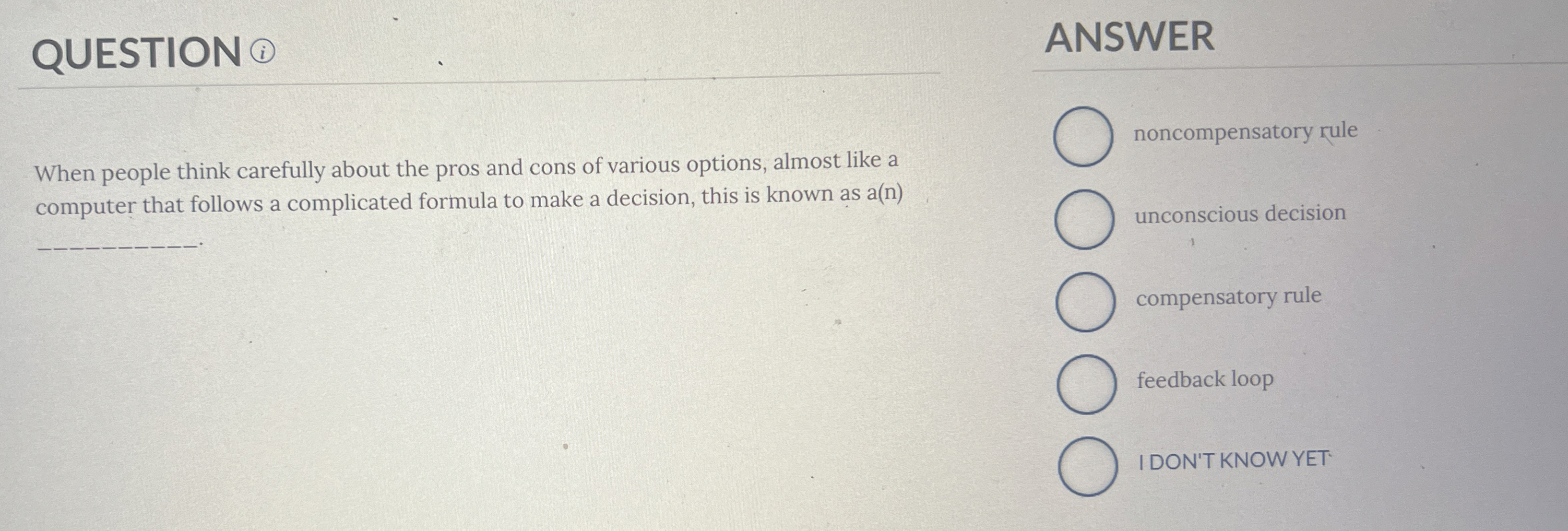  QUESTION (i) When people think carefully about the pros and cons
