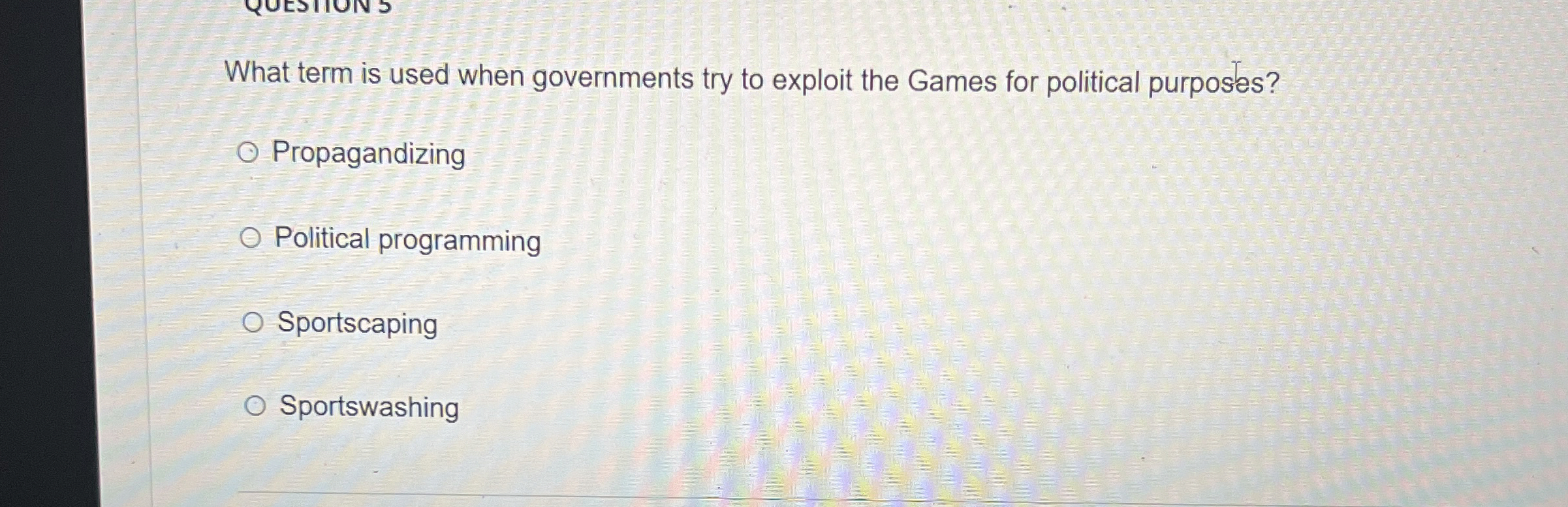  What term is used when governments try to exploit the Games