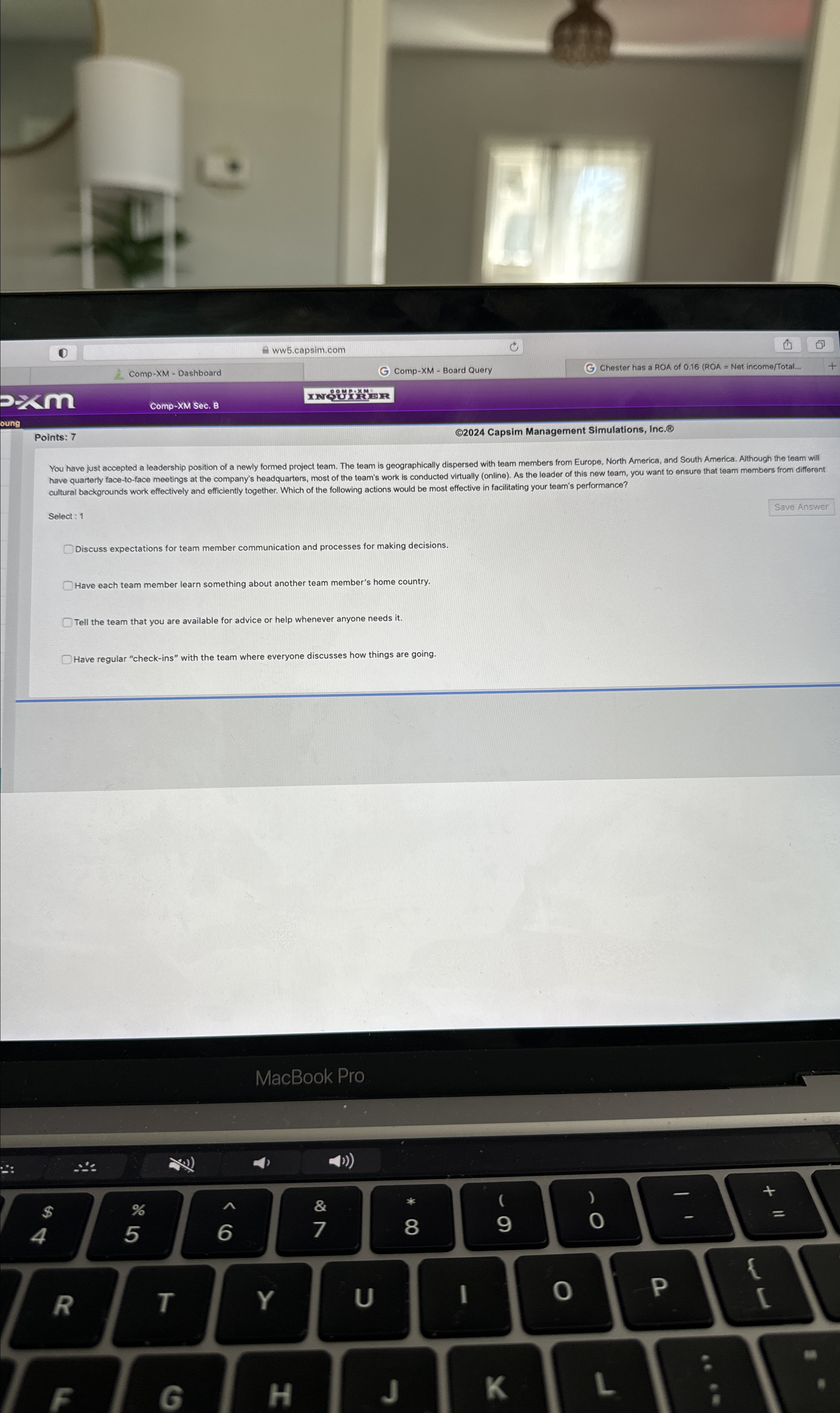  D ww5.capsim.com Comp-XM - Dashboard G Comp-XM - Board Query Chester