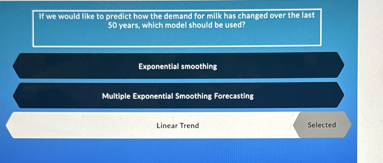  If we would like to predict how the demand for milk