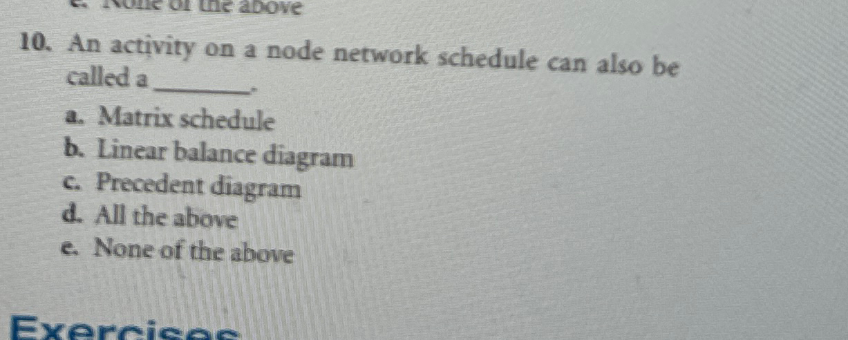  An activity on a node network schedule can also be called