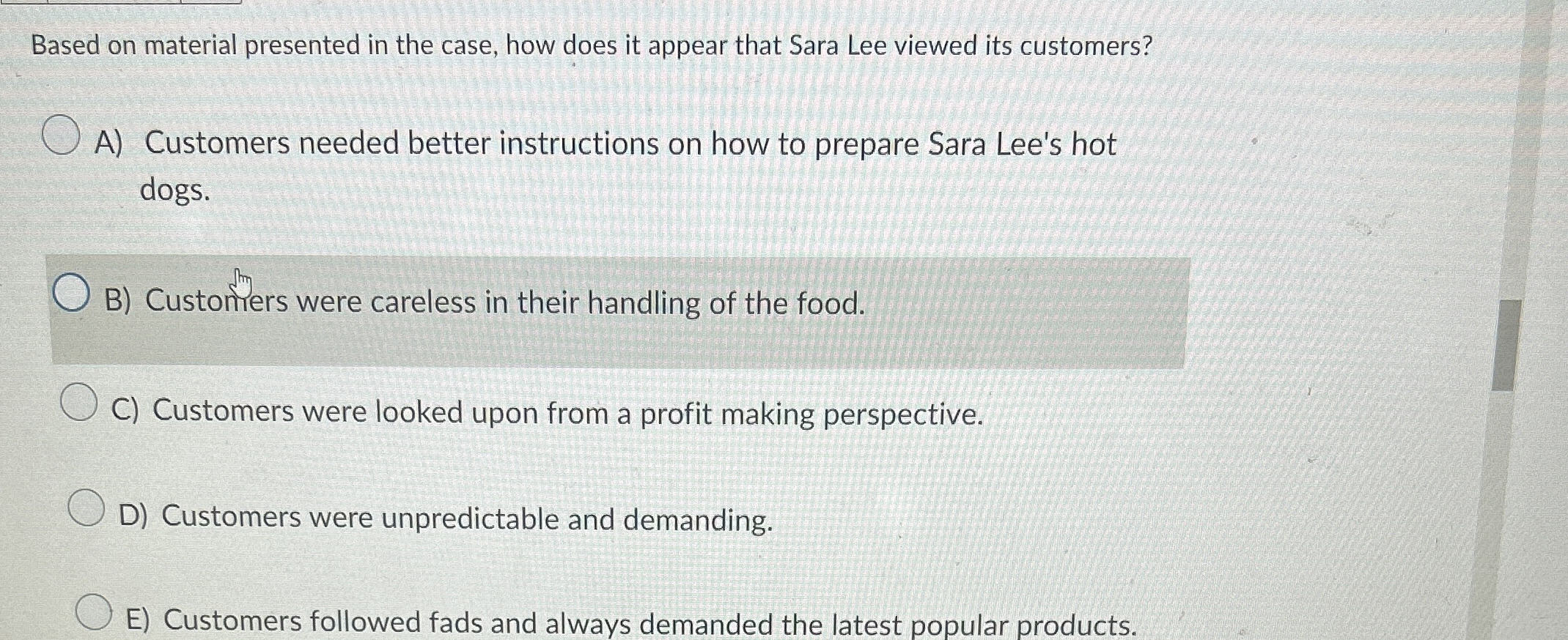  Based on material presented in the case, how does it appear