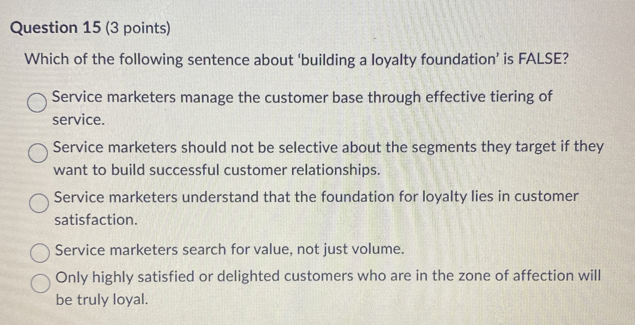  Question 15(3 points) Which of the following sentence about 'building a