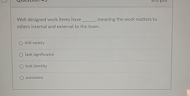  Well-designed work items have meaning the work matters to others internal