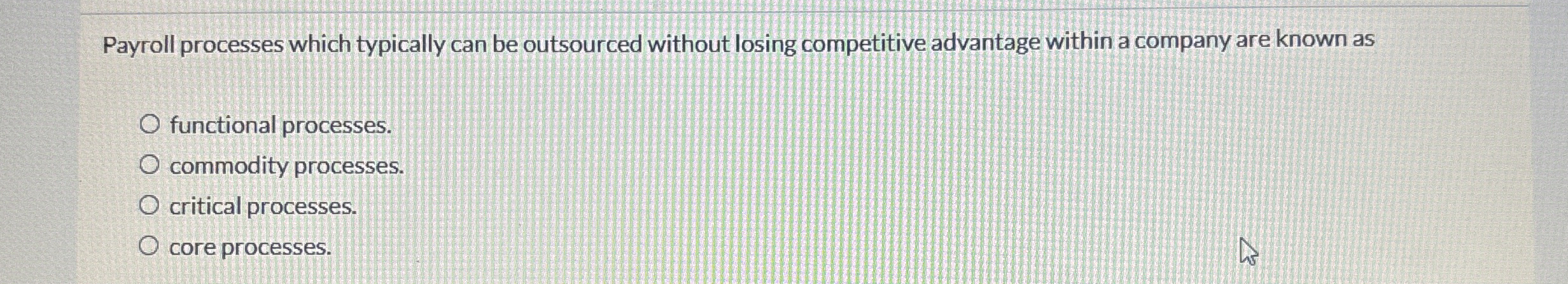  Payroll processes which typically can be outsourced without losing competitive advantage