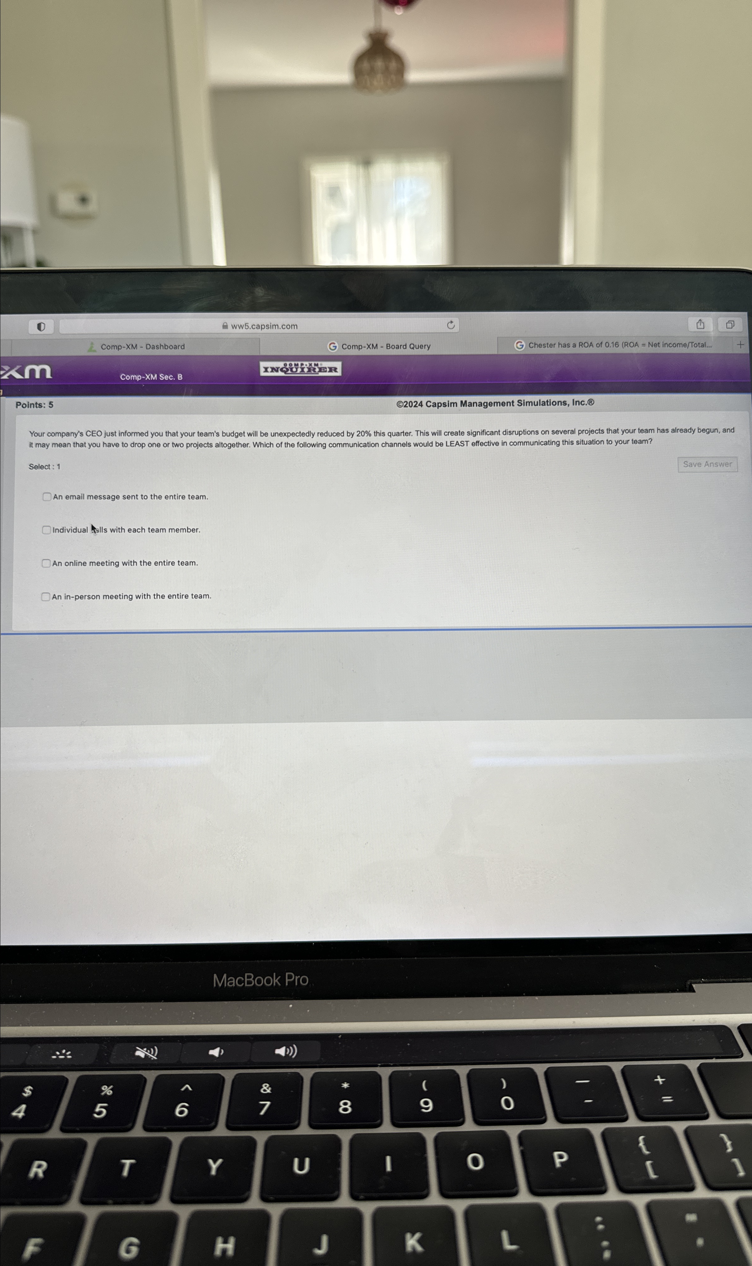  D w w5.capsim.com ( Comp-XM - Dashboard Comp-XM - Board Query