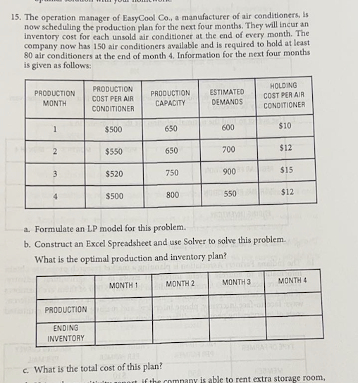  Please Answer A,B, and C of this question! Show Excel. 