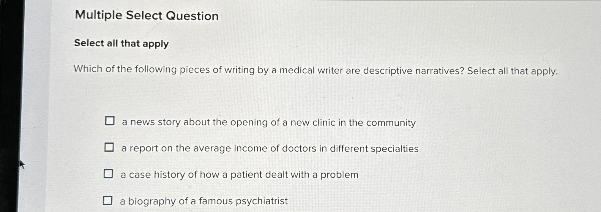  Multiple Select Question Select all that apply Which of the following