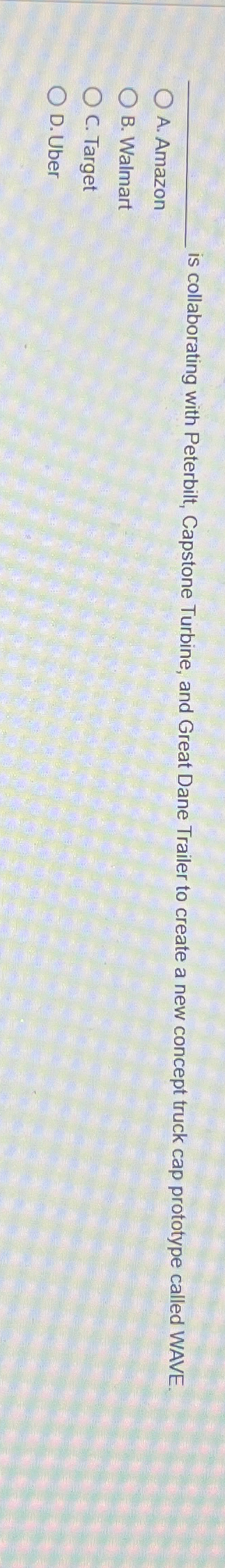  A. Amazon is collaborating with Peterbilt, Capstone Turbine, and Great Dane